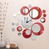 Silver Circle 3D Crystal Mirror Wall Clock Wall Sticker -Red