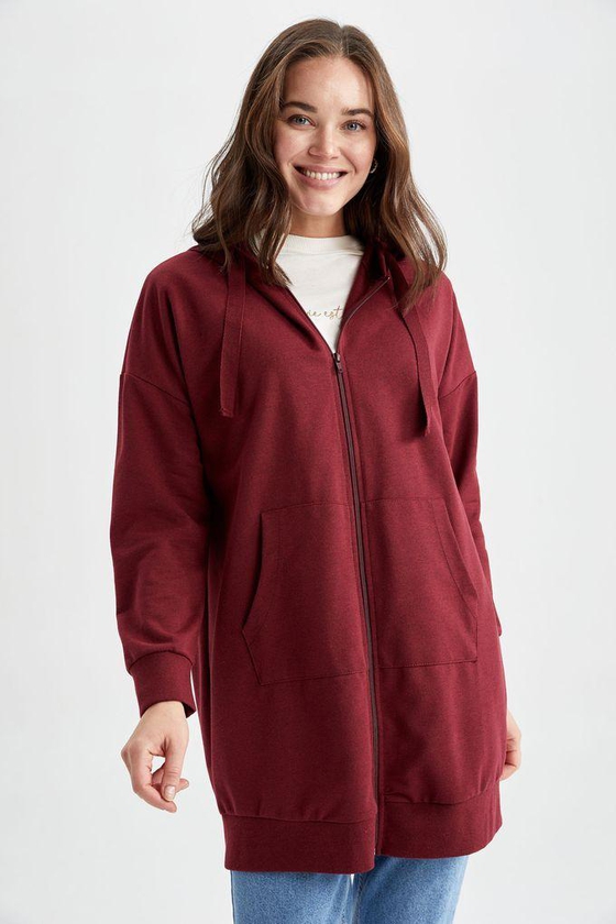 Defacto Woman Regular Fit Knitted Long Sleeve Tunic - Bordeaux