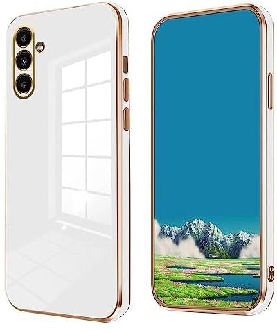 [ samsung galaxy A54 5G ] Gold Plated TPU Silicone Soft Shockproof Anti-Scratch Phone Case for Samsung Galaxy A54 5G (White)