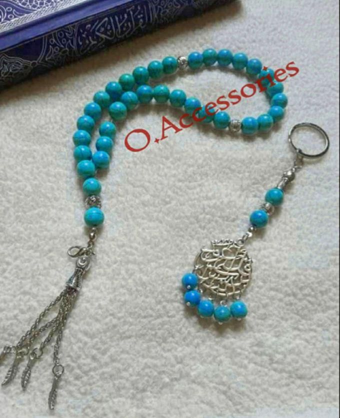 O Accessories Keychain Stanles Turquoise Stone +rosary ..blue