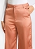 Women's Casual Mid-Rise Ankle Length Wide Leg Solid Pants With Slit Brown