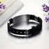 Silicone Rubber Silver Stainless Steel Men Bracelet Bangle Wristbands-Black