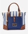 Dejavu Striped Jute Handbag - Navy Blue & Beige