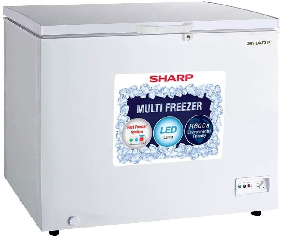Sharp 250 Liters Large Free Standing Chest Freezer With Built In Condenser, White, SCF-K250X-WH3 With 1 Year Brand Warranty