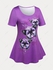 Floral Butterfly Print Plus Size Tunic T-shirt - 5x | Us 30-32