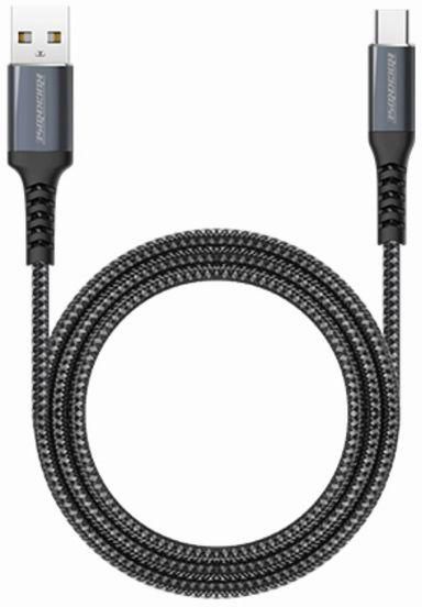 RockRose Powerline AC - 1M 60W/3A Kevlar Fiber Braided USB-C Charge & Sync Cable - Black + Midnight Blue