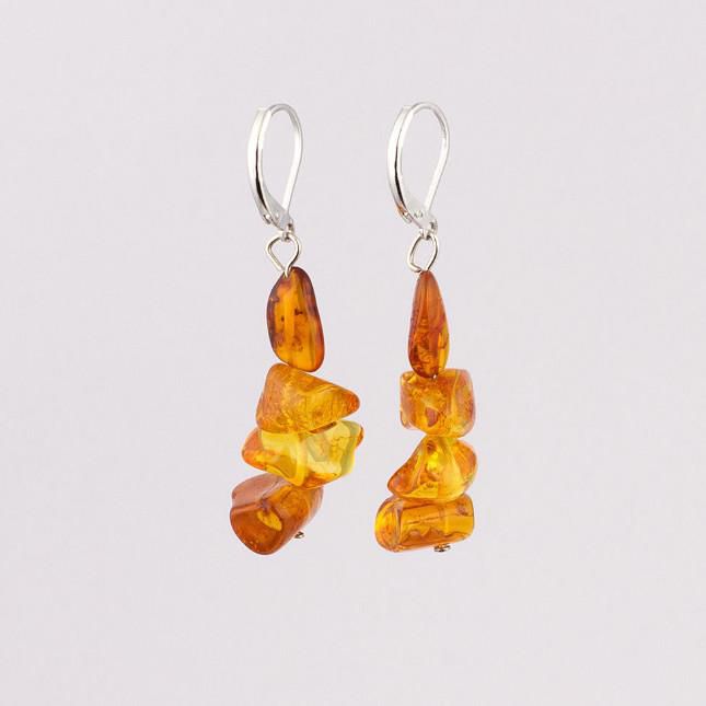 Natural Genuine Baltic Amber Earrings - Honey Yellow Color