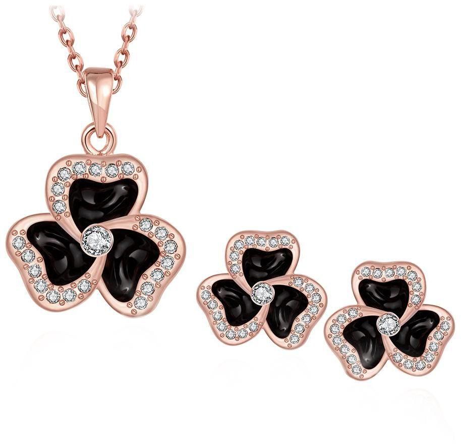 Mysmar Women's  Rose Gold Plated with White Crystal Jewelry Set - AR964