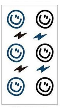 Fashionable waterproof temporary tattoo sticker lightning and smiley face