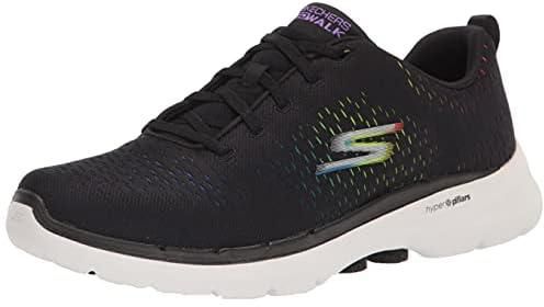 Skechers Women's GO Walk 6 Vibrant Energy Road Running Shoe, Black Textile/Multi Trim, 5 UK, Black Textile Multi Trim, 38 EU