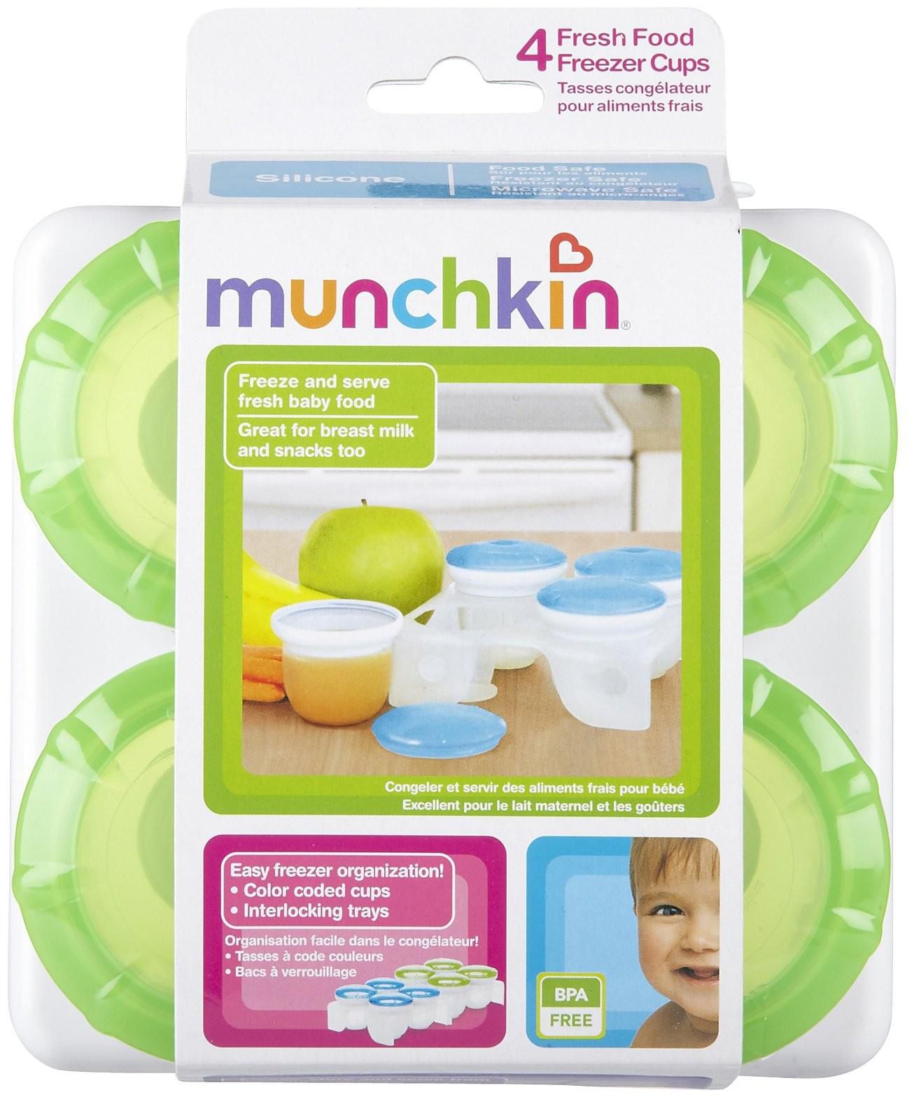 Munchkin 4 Fresh Food Freezer Cups - Blue