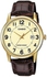 Casio Men's Gold Dial Leather Band Watch - MTP-V002GL-9B