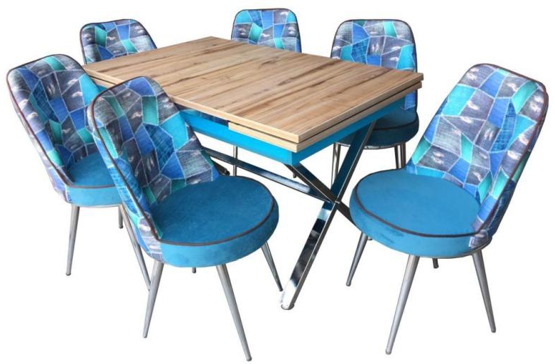 رودى طاولة طعام قابلة للتوسعة, 6 كراسي, ازرق - Alawood Blue