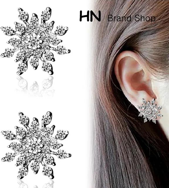HN Brand-1 pair/Set New Exquisite Rhinestone snow stud earrings Christmas black Friday For Women Jewellery Gift
