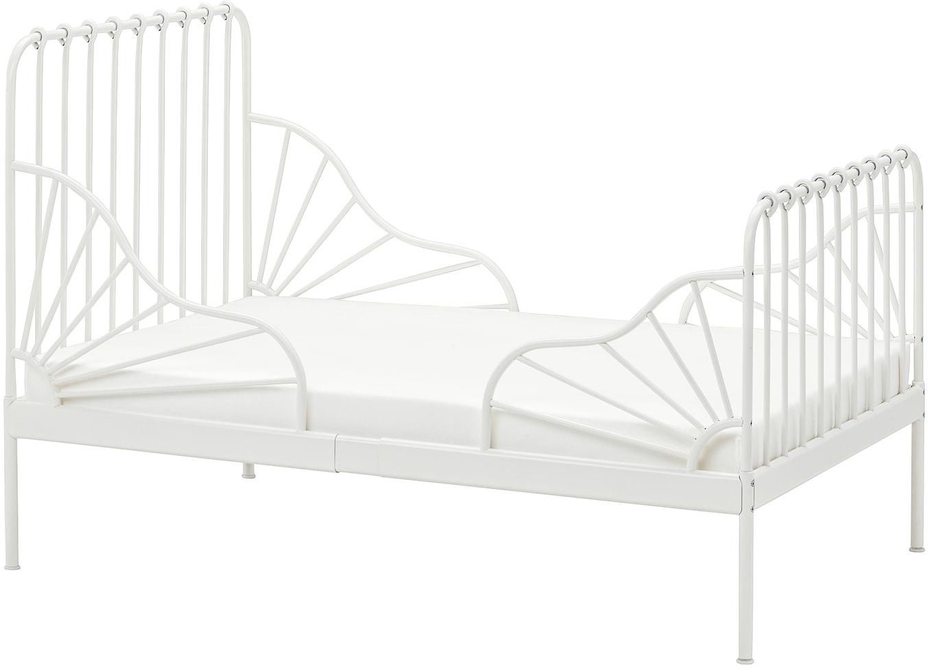 MINNEN سرير قابل للتمديد مع قاعدة شرائحية - أبيض ‎80x200 سم‏