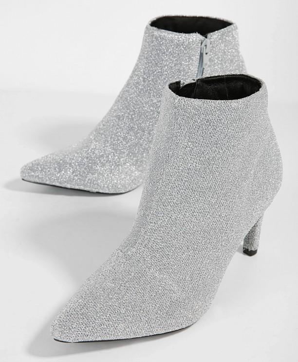 Silver Shimmer Detail Ankle Boots