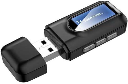 جهاز ارسال بلوتوث 5.0 بمنفذ USB للتلفزيون، محول بلوتوث لاسلكي محمول، جهاز ارسال صوت 3.5 ملم للكمبيوتر وبطاقة الصوت والسيارة وسماعات الراس ومكبرات الصوت