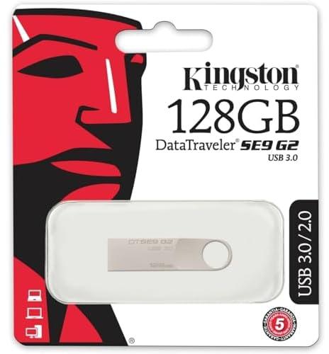 Kingston Flash Drive 128GB USB 3.0, Metal - DTSE9G2, USB2.0, 128.0 GB Capacity