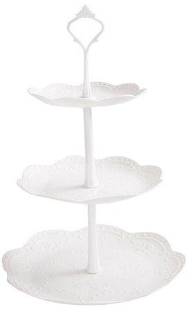 3-Tiers Fruit Cake Stand White 24x24x37cm