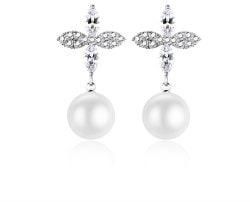 Copper Plated Beaded Pearl Fashion Petals Earring For Women - Platinum
