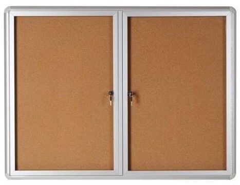 Lockable Cork Notice Board with 2 Swing Doors, 120 x 91cm (VT640101720)