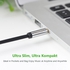 Ugreen Slim Thin 3.5 mm Audio Auxiliary Flat Cable 5 Metres Male to Male 90 Degree Right Angle - Black