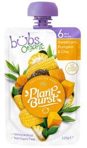 Organic Bubs Baby Food Sweet Corn Pumpkin & Chia 6m+ 120 g