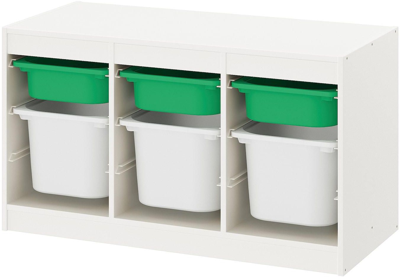 TROFAST تشكيلة تخزين - أبيض أخضر/أبيض ‎99x44x56 سم‏