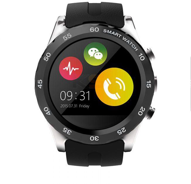 KW08 2G MTK6260 1.22 inch 240*240 Smart Watch with SIM Card 0.3MP 64MB+64MB Heart Rate Monitor Pedometer Sedentary Anti-lost TF Card iOS Android Black