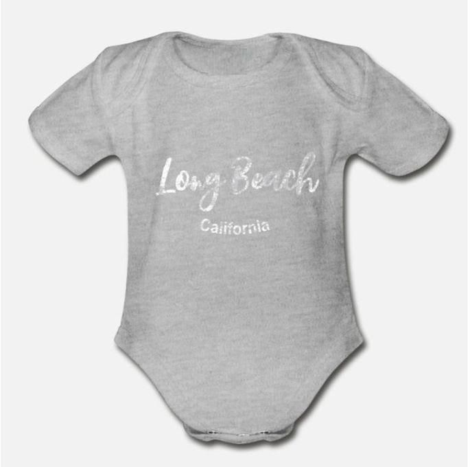 Long Beach California Man Woman Kids Organic Short Sleeve Baby Bodysuit