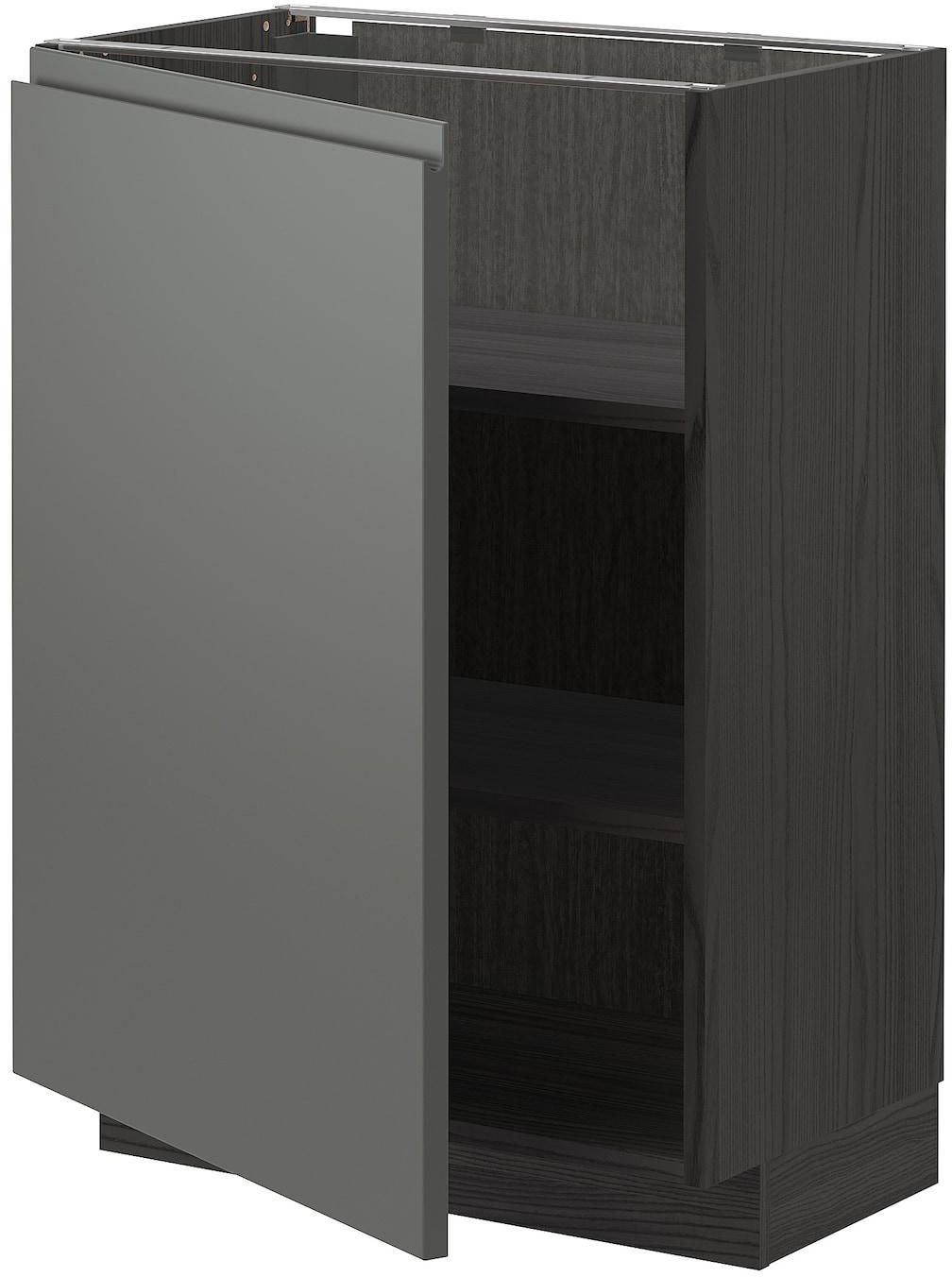 METOD Base cabinet with shelves - black/Voxtorp dark grey 60x37 cm