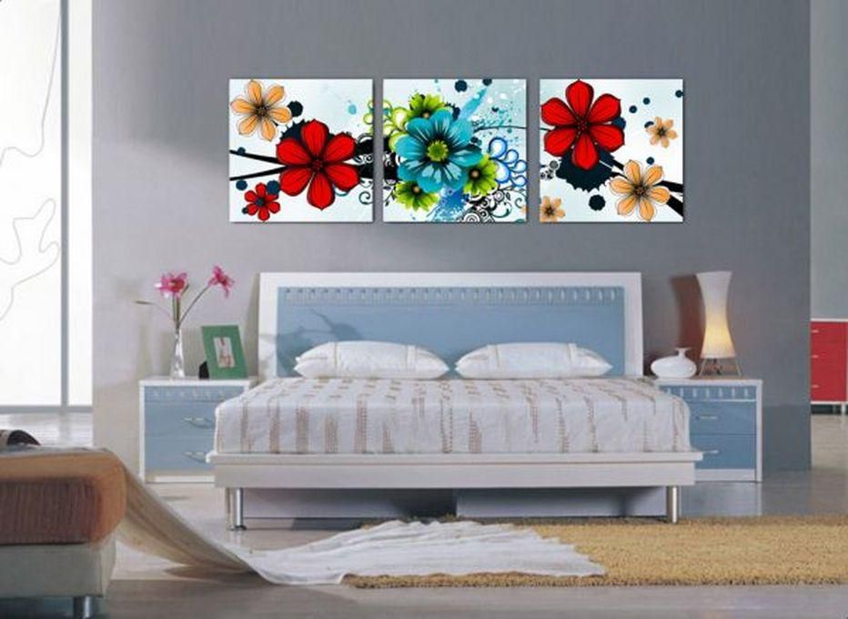 Smile Gallery Colorful Flowers-Print Square-Shaped Modern Tableau .