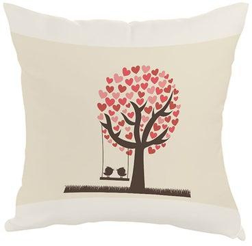Heart Tree Printed Pillow Beige/White/Brown 40x40centimeter