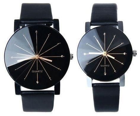 Fashion Quartz Couple Quartz Dial Clock Leather Wrist Watch