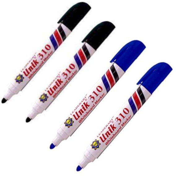 Unik يونيك 310 قلم للسبورة البيضاء - 2 أزرق و 2 أسود