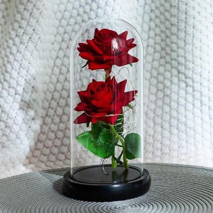 Birthday Gift Beautiful Preserved Rose Flower LED Light