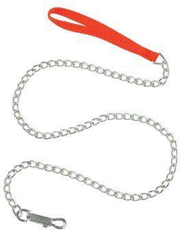 AS Metal Chain Leash with  Nylon Handle Red 3 MM Medium And Large dogs
