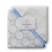 Swaddle Designs Organic Washcloth - Ivory with Pastel Blue Circles