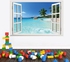 Seascape 3D Fake Windows Room Decoration Stickers Multicolor 90x60cm