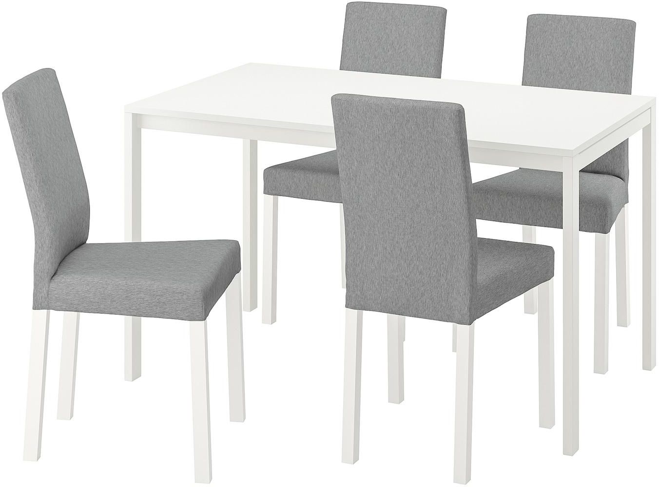 MELLTORP / KÄTTIL Table and 4 chairs - white/Knisa light grey 125 cm