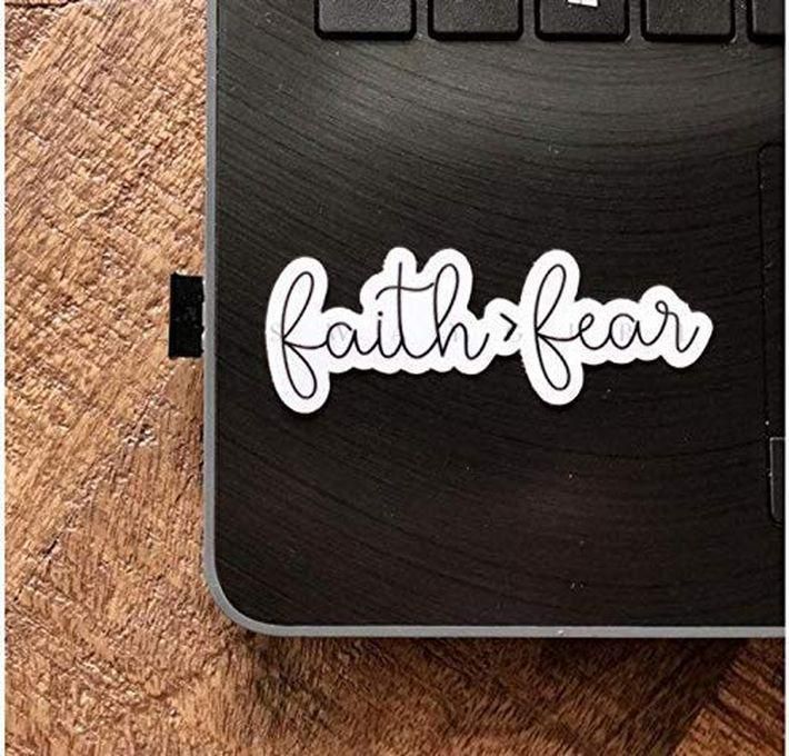 Laptop/ Phone Case Sticker- Christian Quote- Faith Over Fear