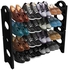 4 Layer Stackable Shoe Rack Black/Silver