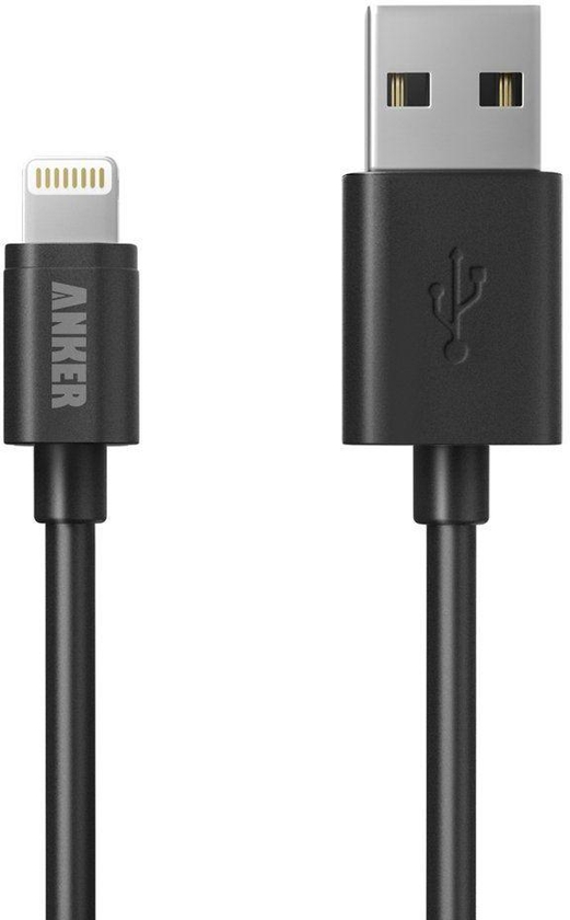 USB Lightning Cable for Apple Devices  by Anker, 1.8 meter, Black , A7122H11
