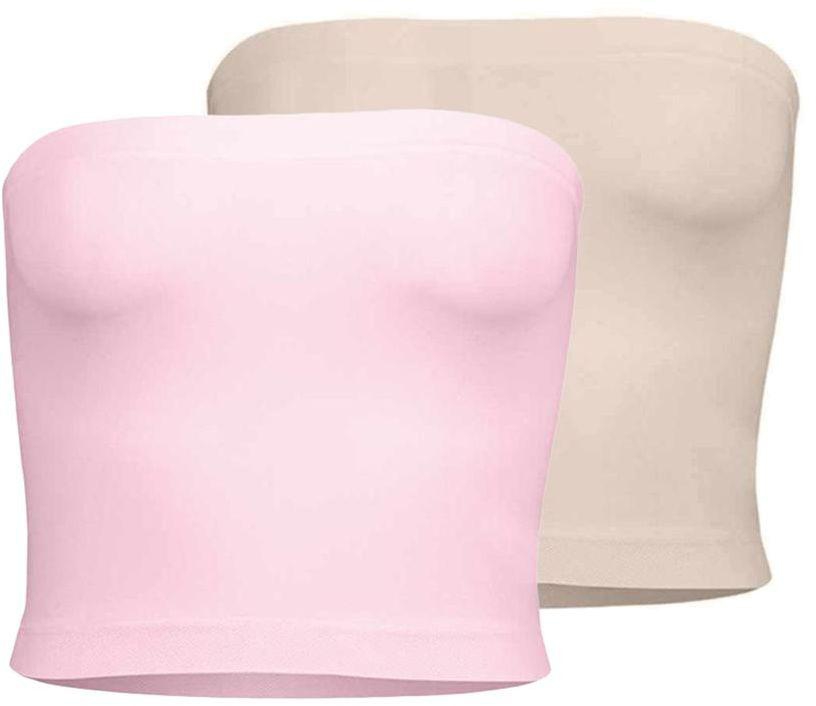 Silvy Set Of 2 Tube Tops For Women - Rose / Beige, X-Large
