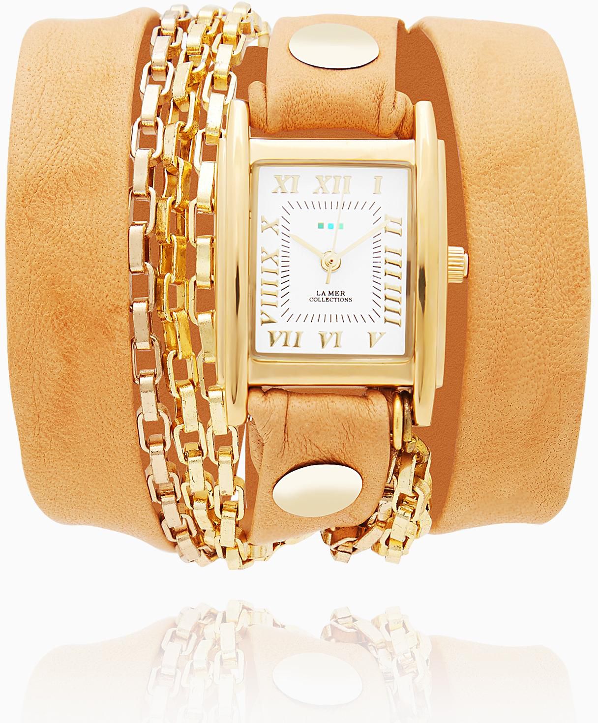 La Mer Collections Camel Gold Disco Chain Watch