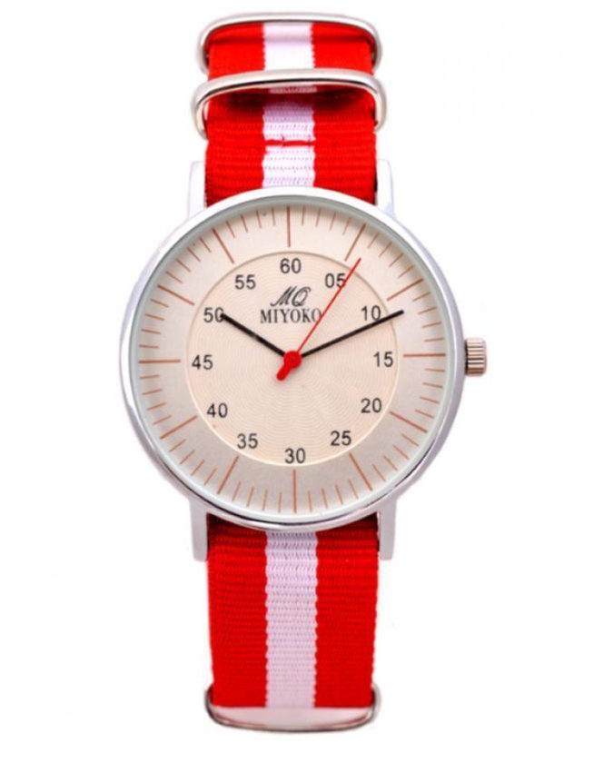 Miyoko MQ554 Nylon Military Watch - Red / White