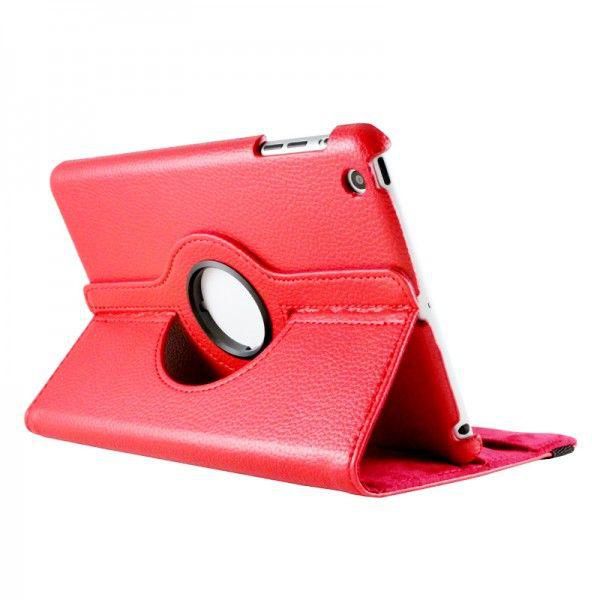 360 Degree Rotating Leather Case With Built-in Stand For iPad Mini, Red