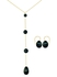 Vera Perla 18K Gold Gradual Built-in with Black Drop Pearl Jewelry Set, 2 Pcs
