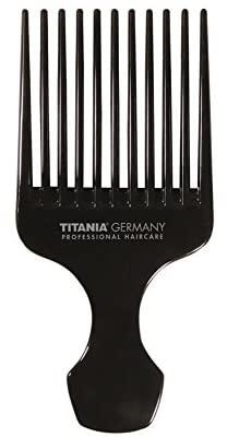 Titania Afro Comb with Handle, Large, Black