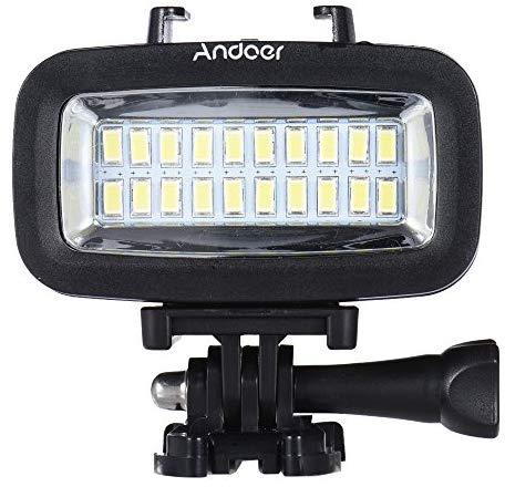 Andoer High Power 700LM Diving Video Fill-in Light LED Lighting Lamp Waterproof 40M 1900mAh Built-in Rechargeable Battery with Diffuser